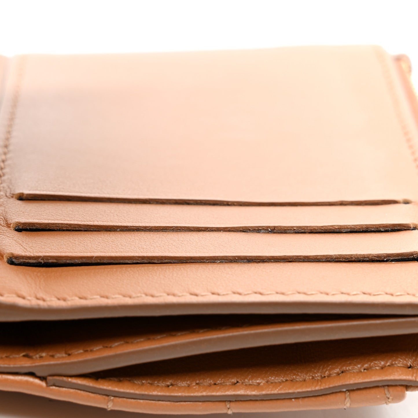 Lambskin Quilted Small Lola Folding Wallet Maple Brown