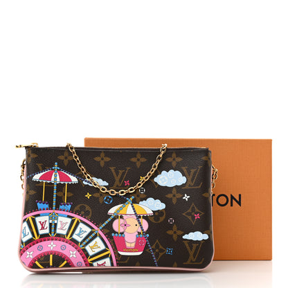 Louis Vuitton Monogram 2020 Christmas Animation Big Wheel Double Zip Pochette Rose Ballerine 11 of 11