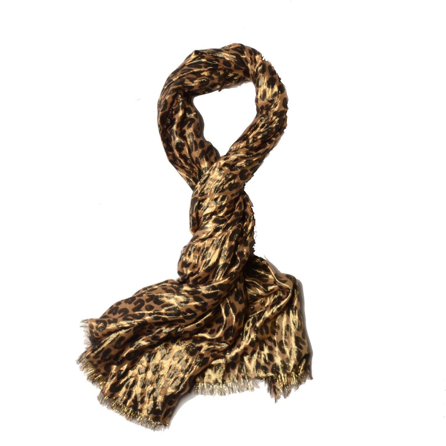 Cashmere Silk Leopard Etole Stole Disco Marron