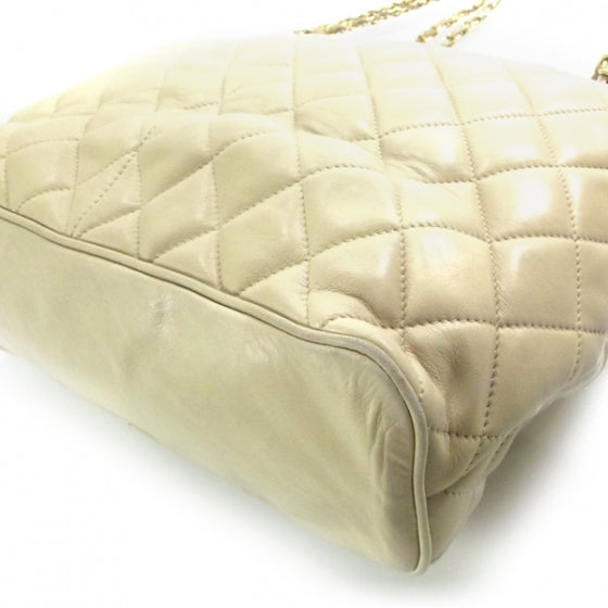 Lambskin Quilted Shoulder Bag Beige