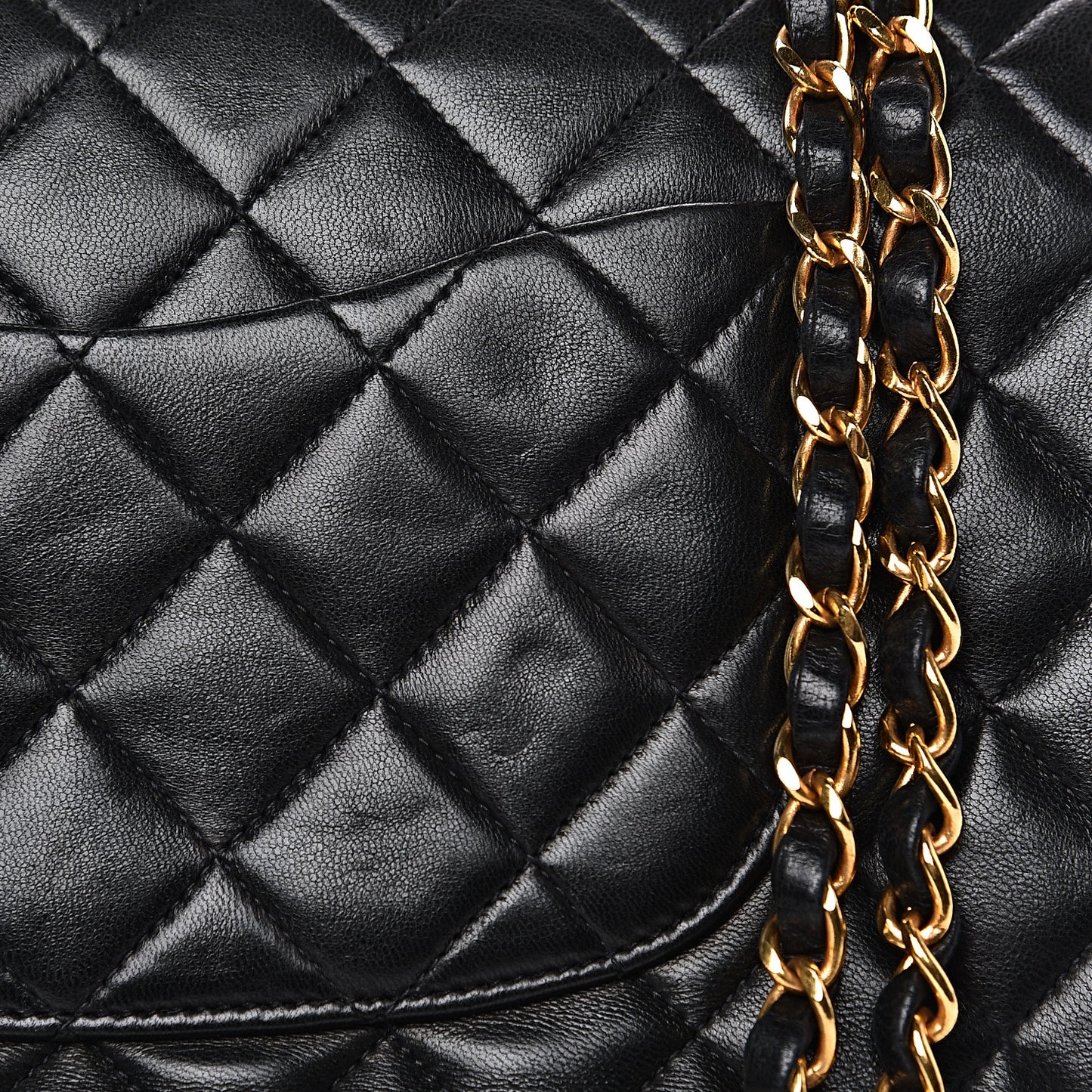 Lambskin Quilted Medium Double Flap Black