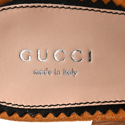 Gucci Malaga Kid Suede Snakeskin Interlocking G Studs 155mm Platform Sandals 40.5 Beige Cognac 6 of 13