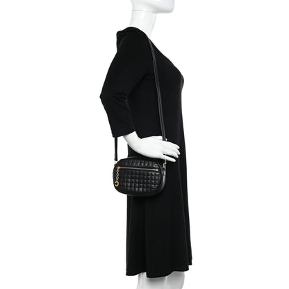 Celine Calfskin Quilted Small C Charm Bag Black 2 of 10