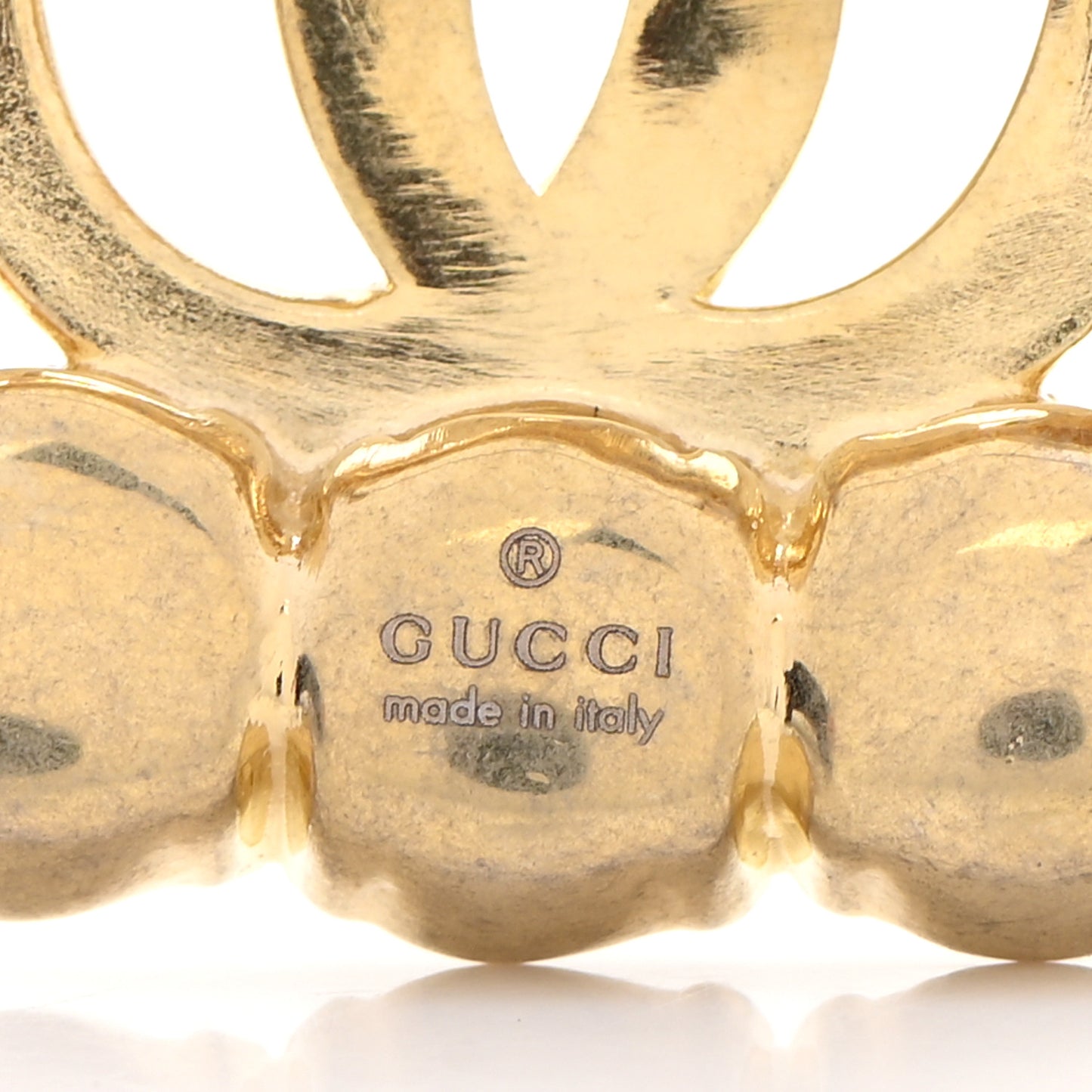 Metal Pearl Double G Brooch Aged Gold