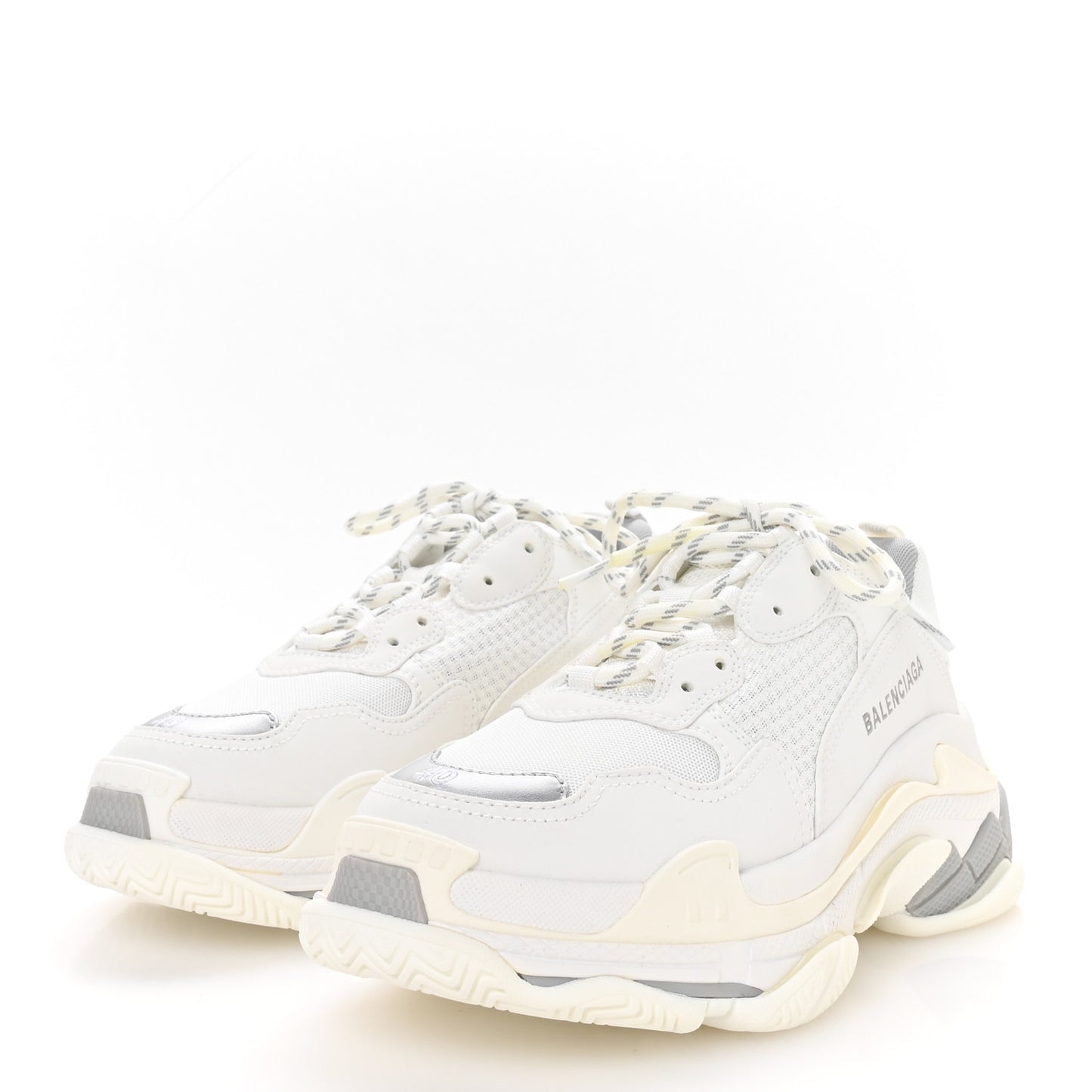 Fabric Mesh Bi-Color Womens Triple S Sneakers 40 White Metal Grey