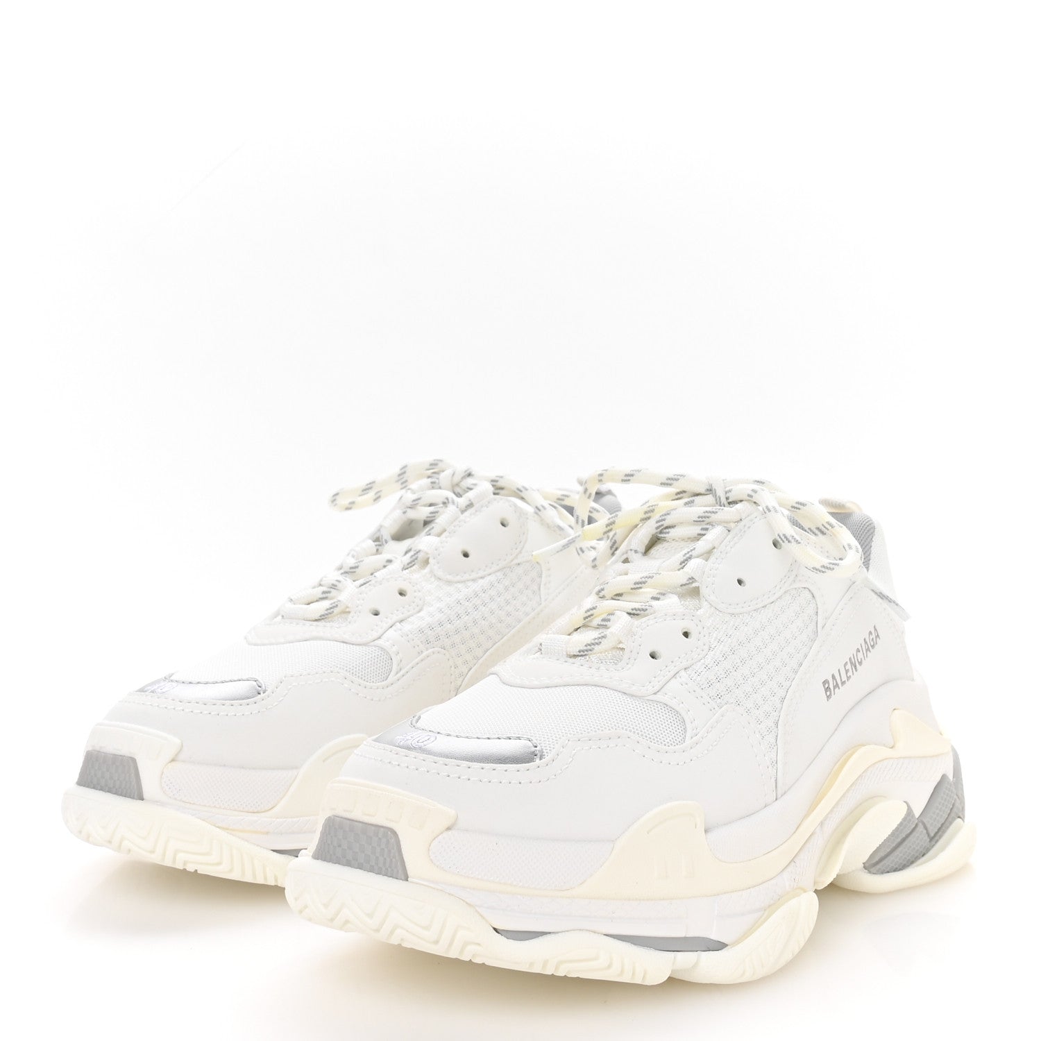 Balenciaga Fabric Mesh Bi-Color Womens Triple S Sneakers 40 White Metal Grey 3 of 7