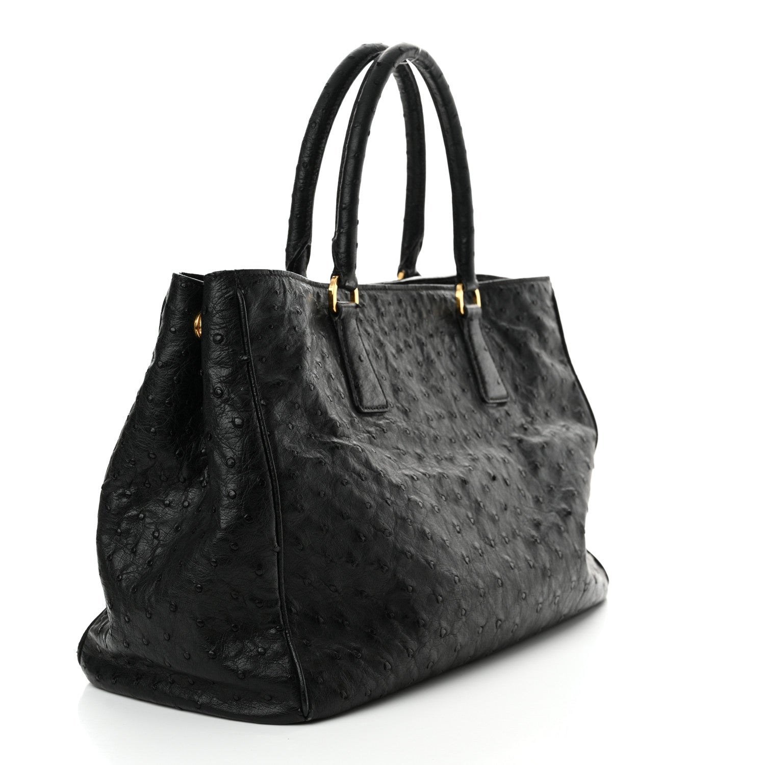 Prada Ostrich Tote Black 3 of 20