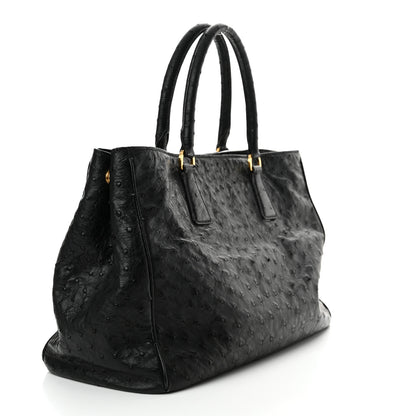 Prada Ostrich Tote Black 3 of 20
