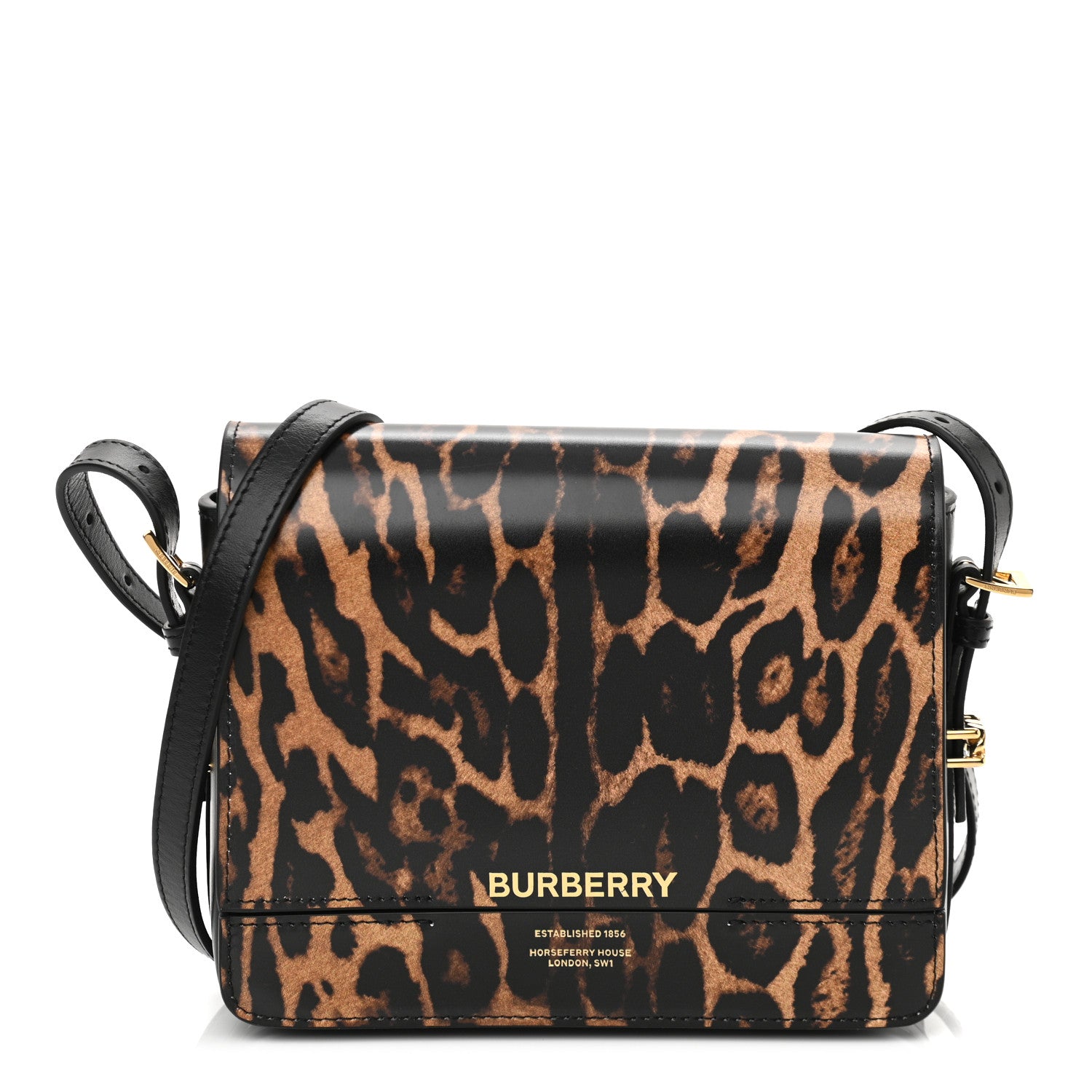 Burberry Calfskin Leopard Small Grace Bag Black 1 of 10