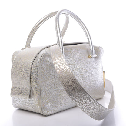 Delvaux Metallic Crispy Calfskin Cool Box Satchel Antique Silver 4 of 10