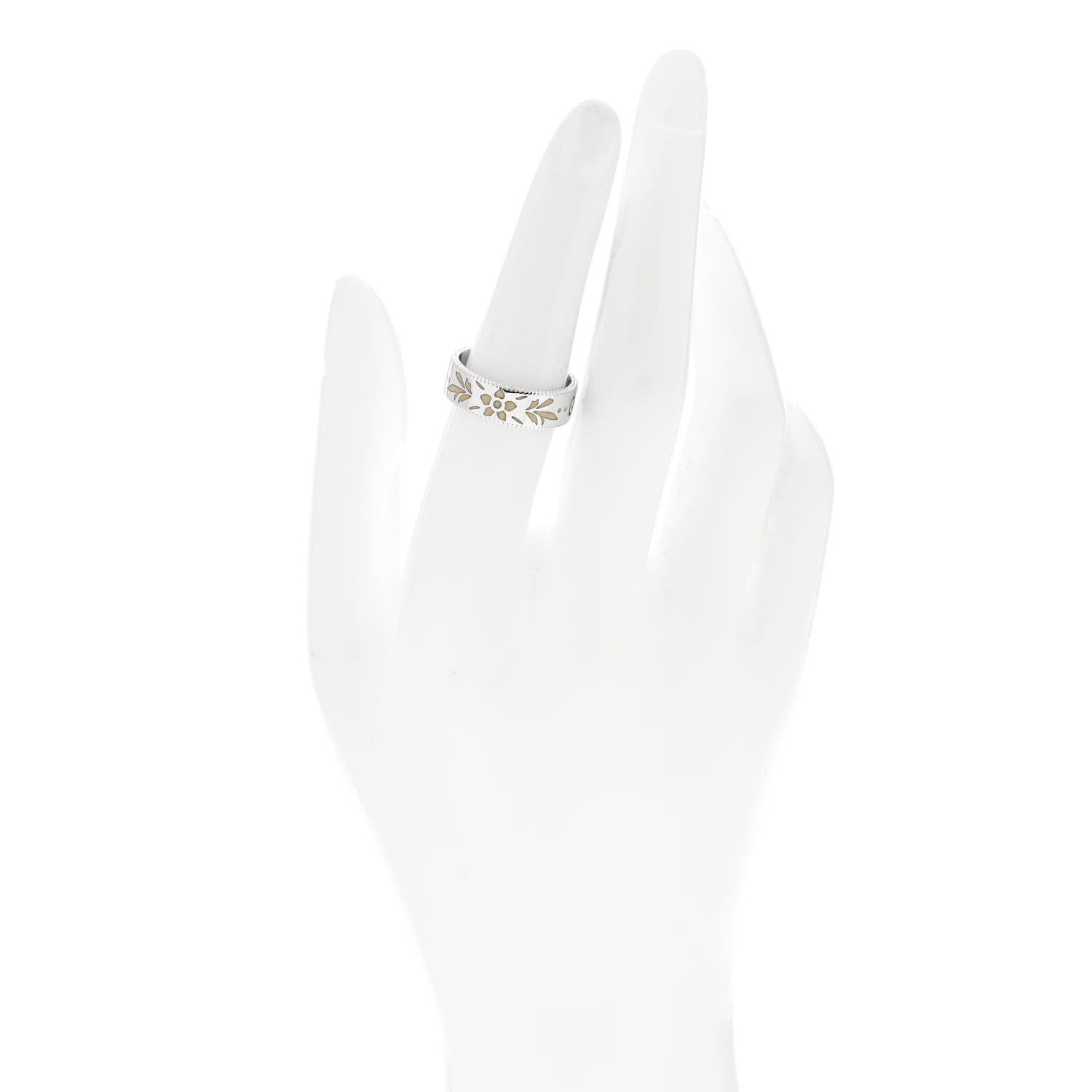 Gucci 18K White Gold Enamel 6mm Icon Blooms Ring 53 6.5 3 of 6