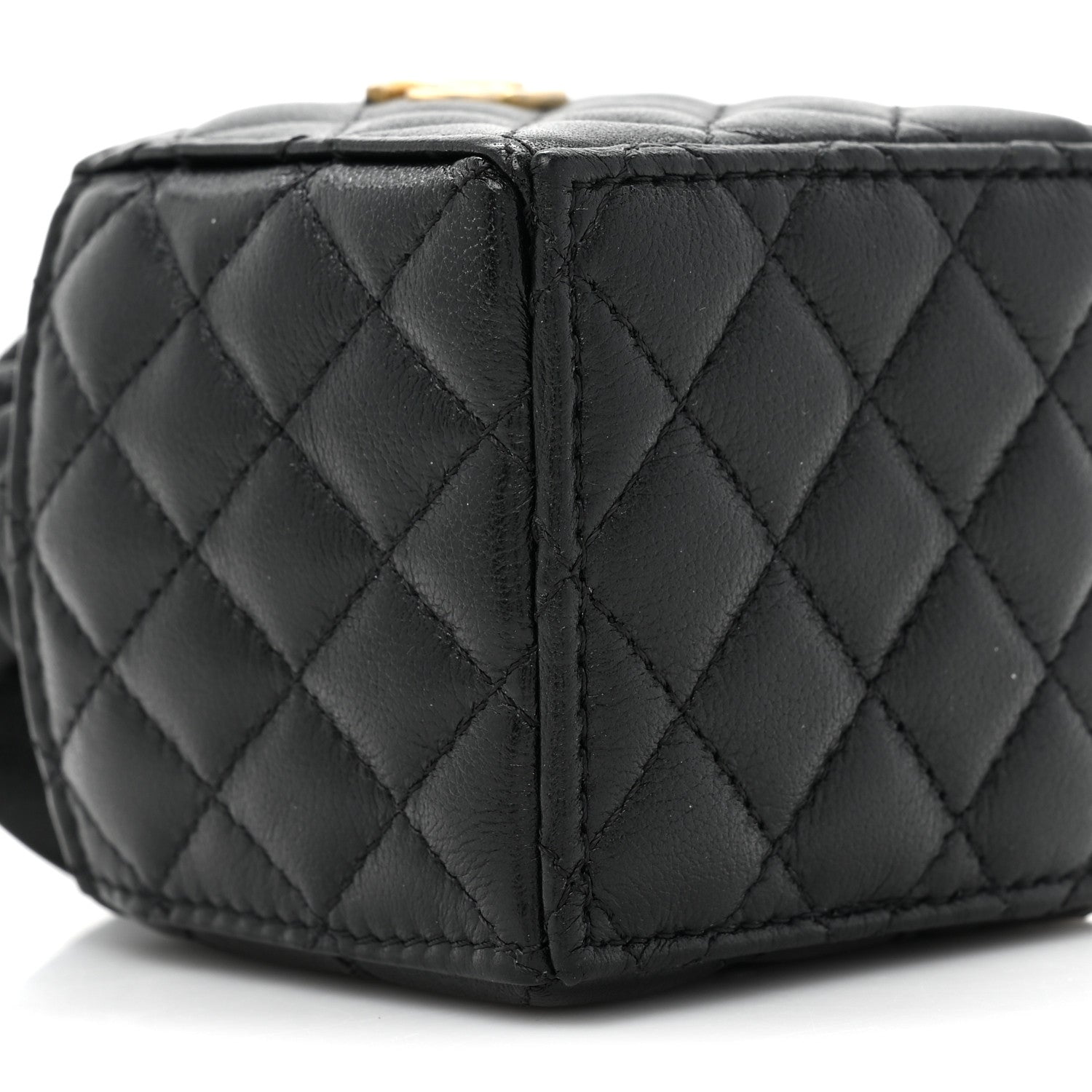 Chanel Calfskin Quilted Mini Drawstring Bucket Bag Black 9 of 9