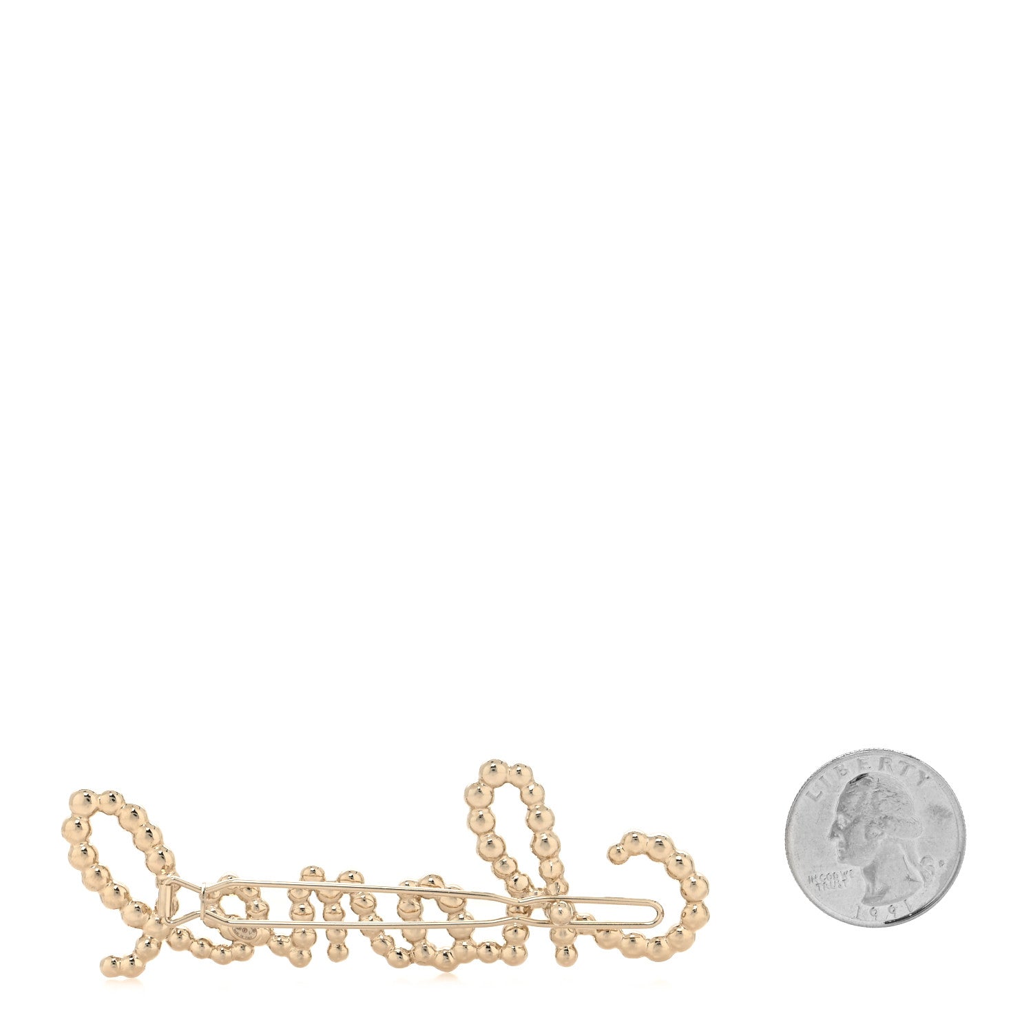 Chanel Metal Glass Swirling Pearls Hair Clip Gold 2 of 3