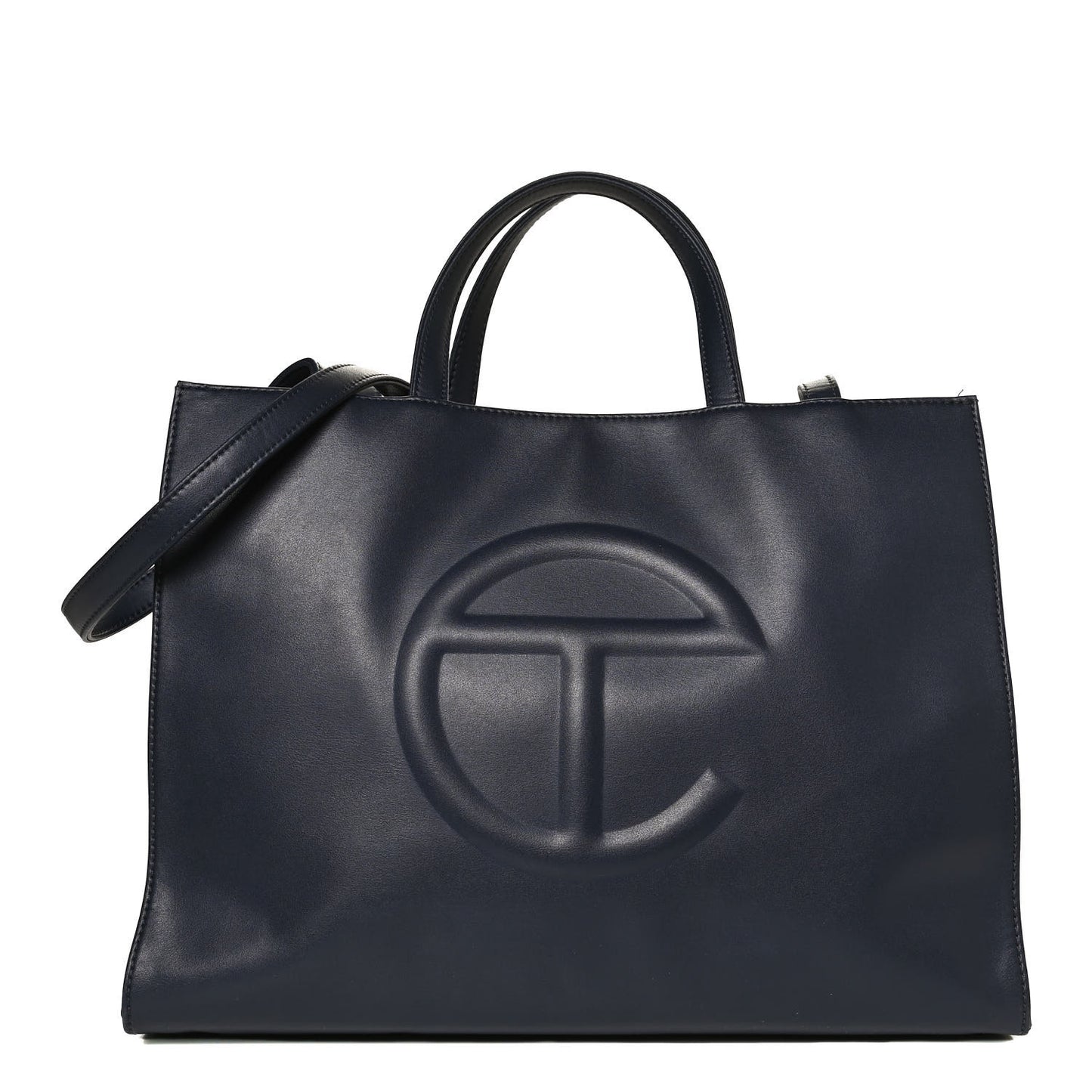 Vegan Leather Medium Shopping Bag Navy
