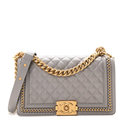 Chanel Caviar Quilted Chain Around Medium Boy Flap Grey 1 of 10
