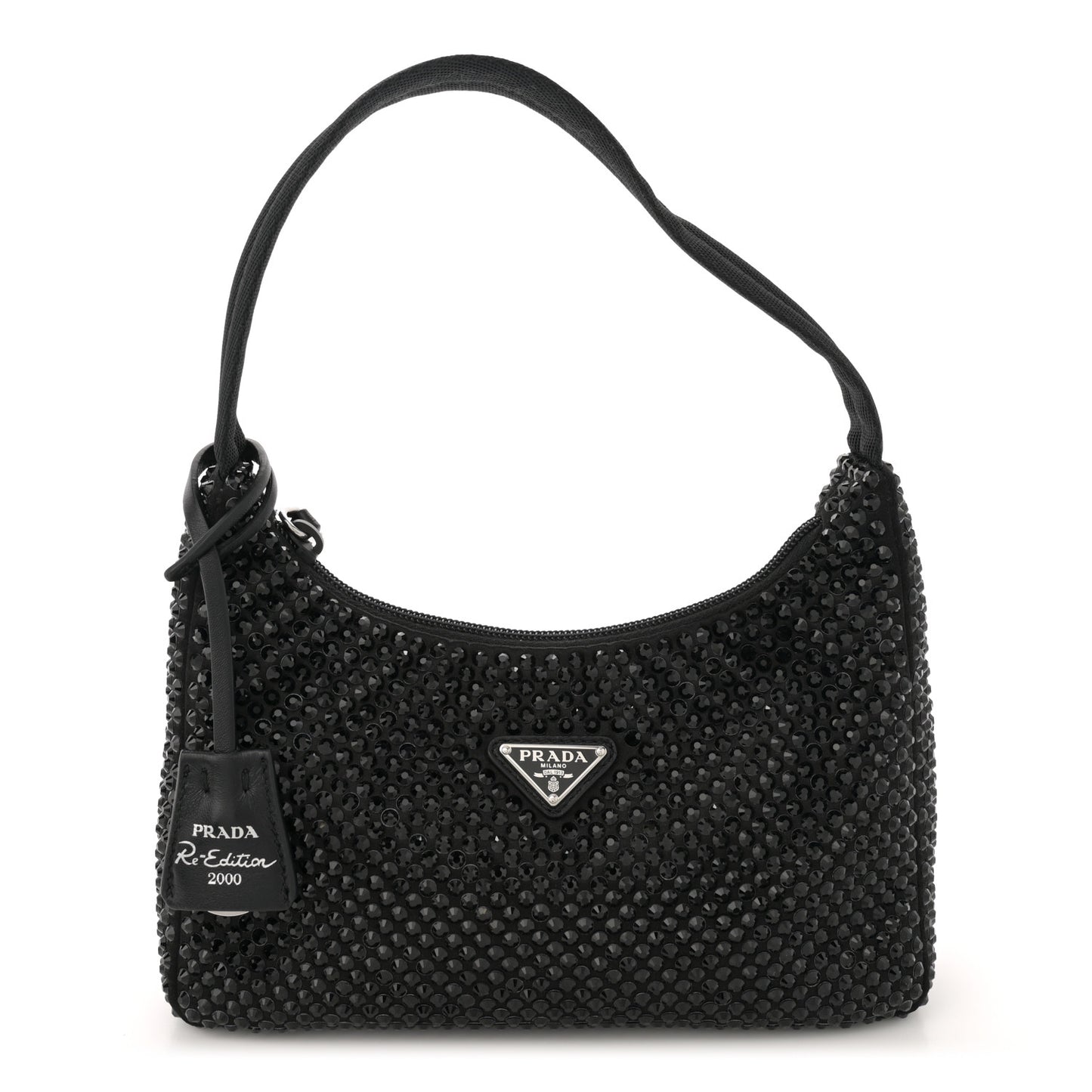 Satin Crystal Mini Re-Edition 2000 Bag Black