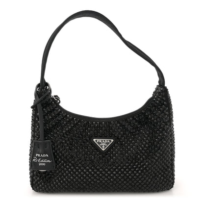 Prada Satin Crystal Mini Re-Edition 2000 Bag Black 1 of 10