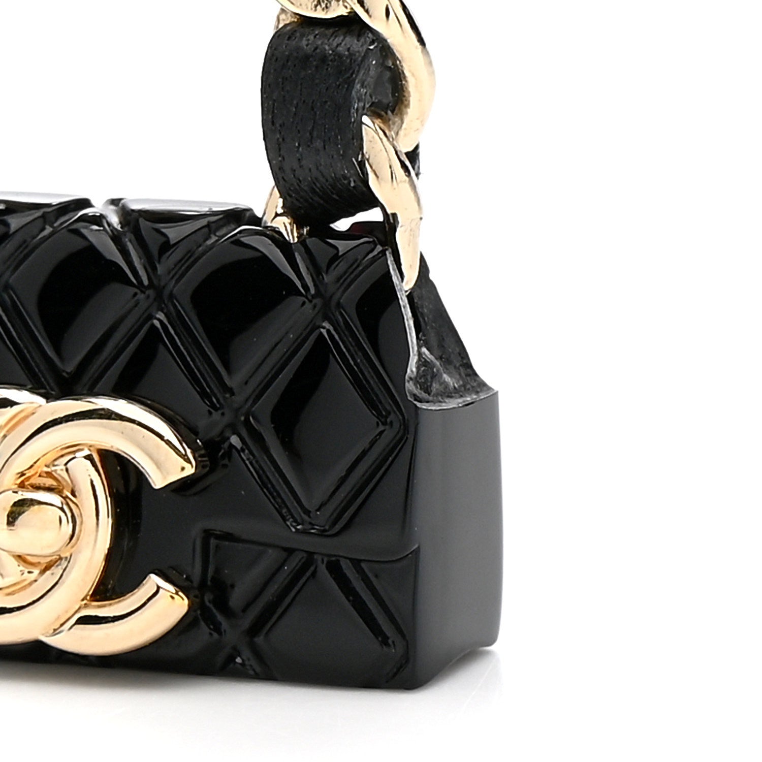 Chanel Metal Resin Lambskin Quilted CC Turnlock Chain Flap Bag Earrings Black Gold 5 of 8