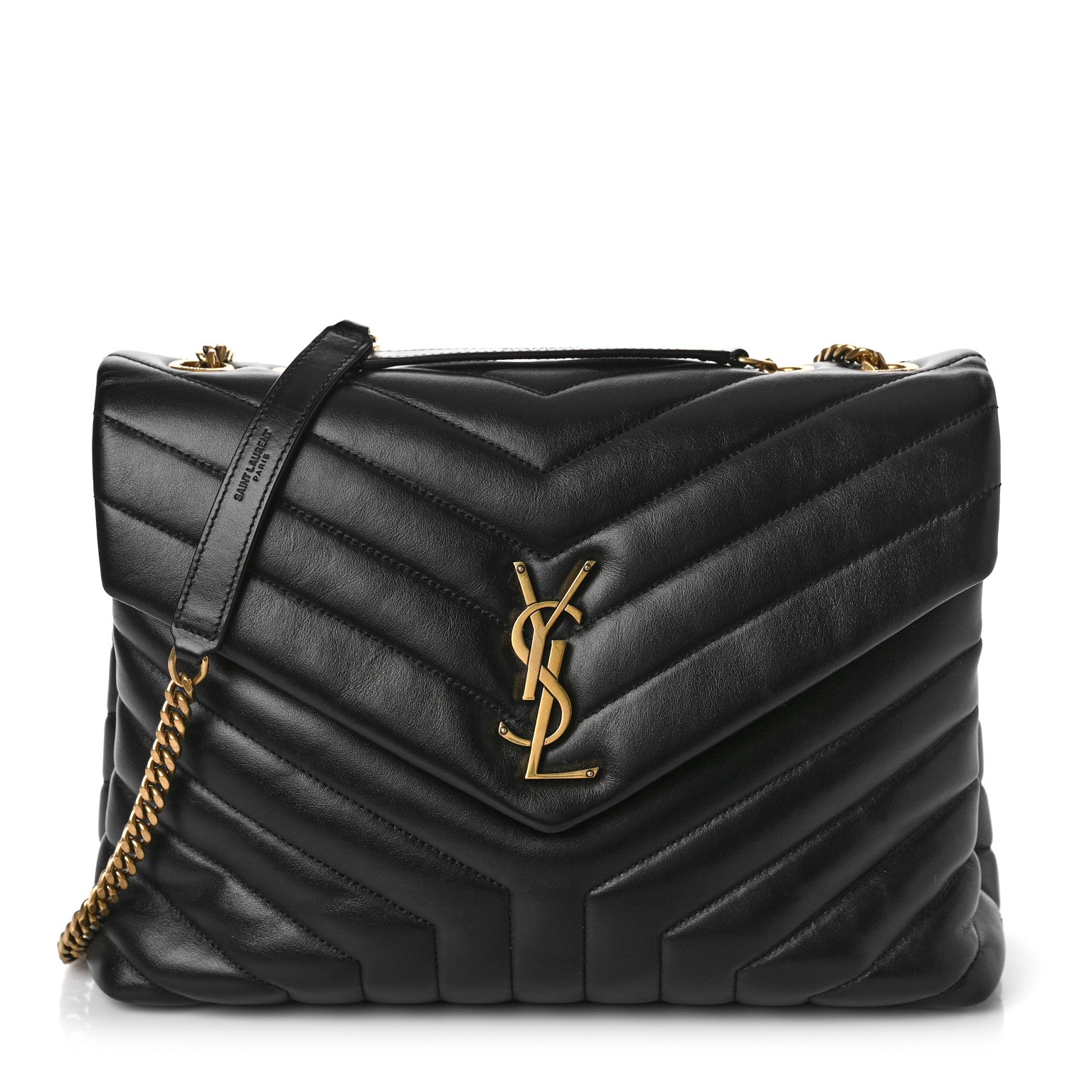 Saint Laurent Calfskin Y Quilted Monogram Medium Loulou Chain Satchel Black 1 of 7