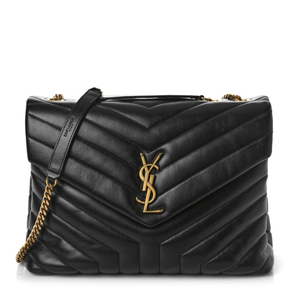 Saint Laurent Calfskin Y Quilted Monogram Medium Loulou Chain Satchel Black 1 of 7