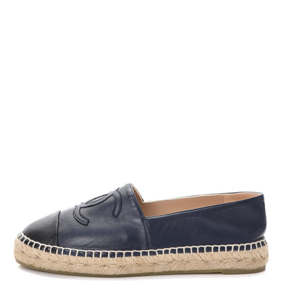 Chanel Lambskin CC Espadrilles 36 Navy Black 1 of 10