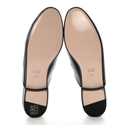 Gucci Goatskin Bee Star Embroidered Womens Princetown Slippers 37.5 Black 5 of 10