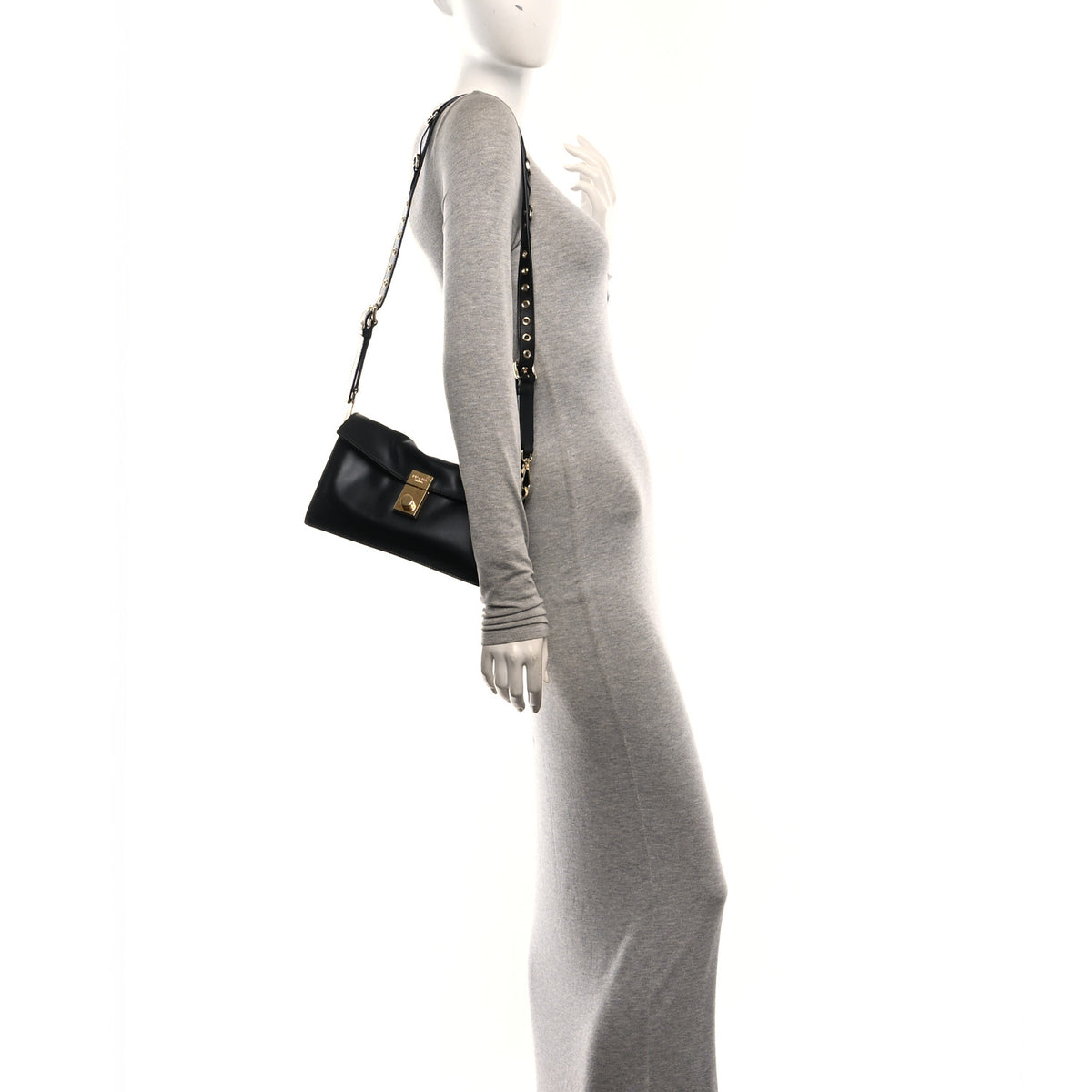Prada Calfskin Soft Sound Charms Shoulder Bag Black 2 of 10
