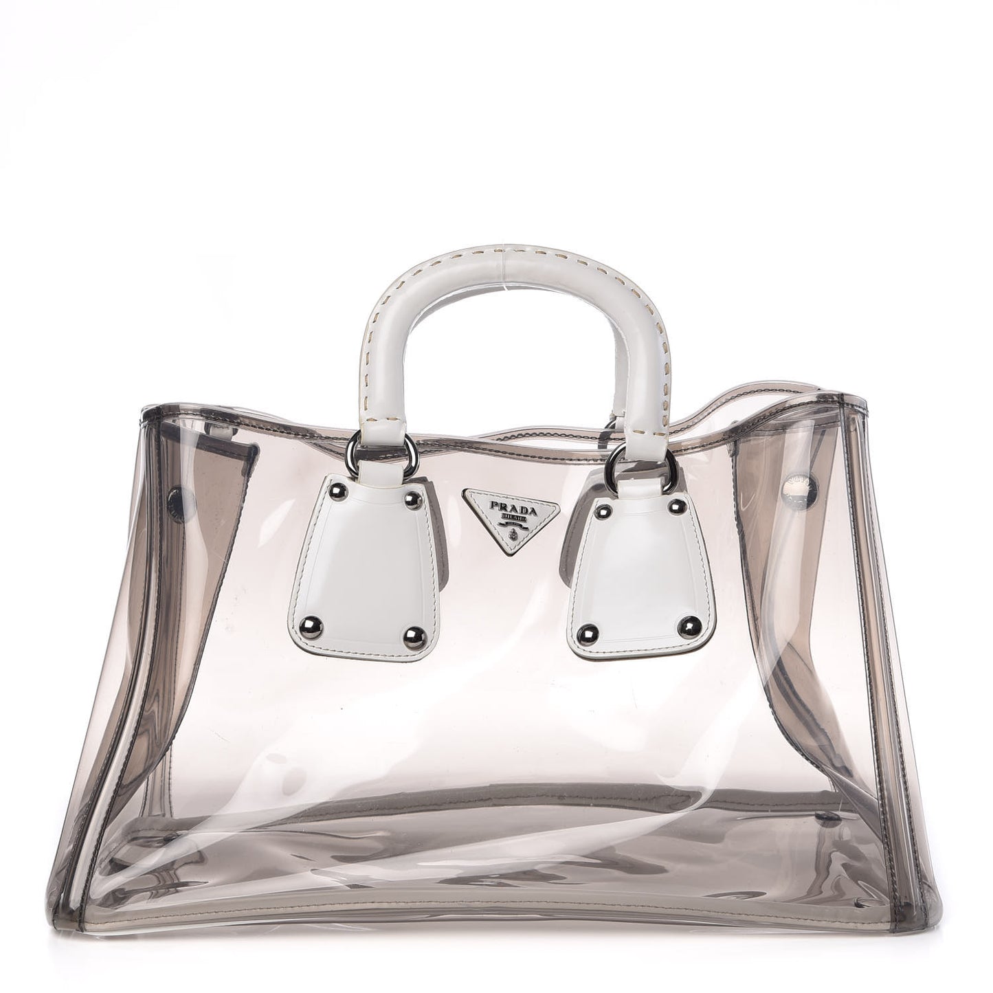 Vinyl Calfskin Tote Transparent White