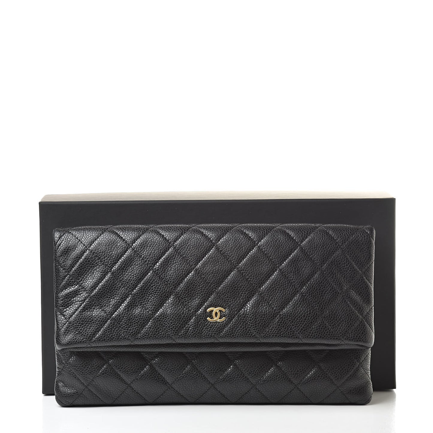 Caviar Quilted CC Beauty Clutch Black