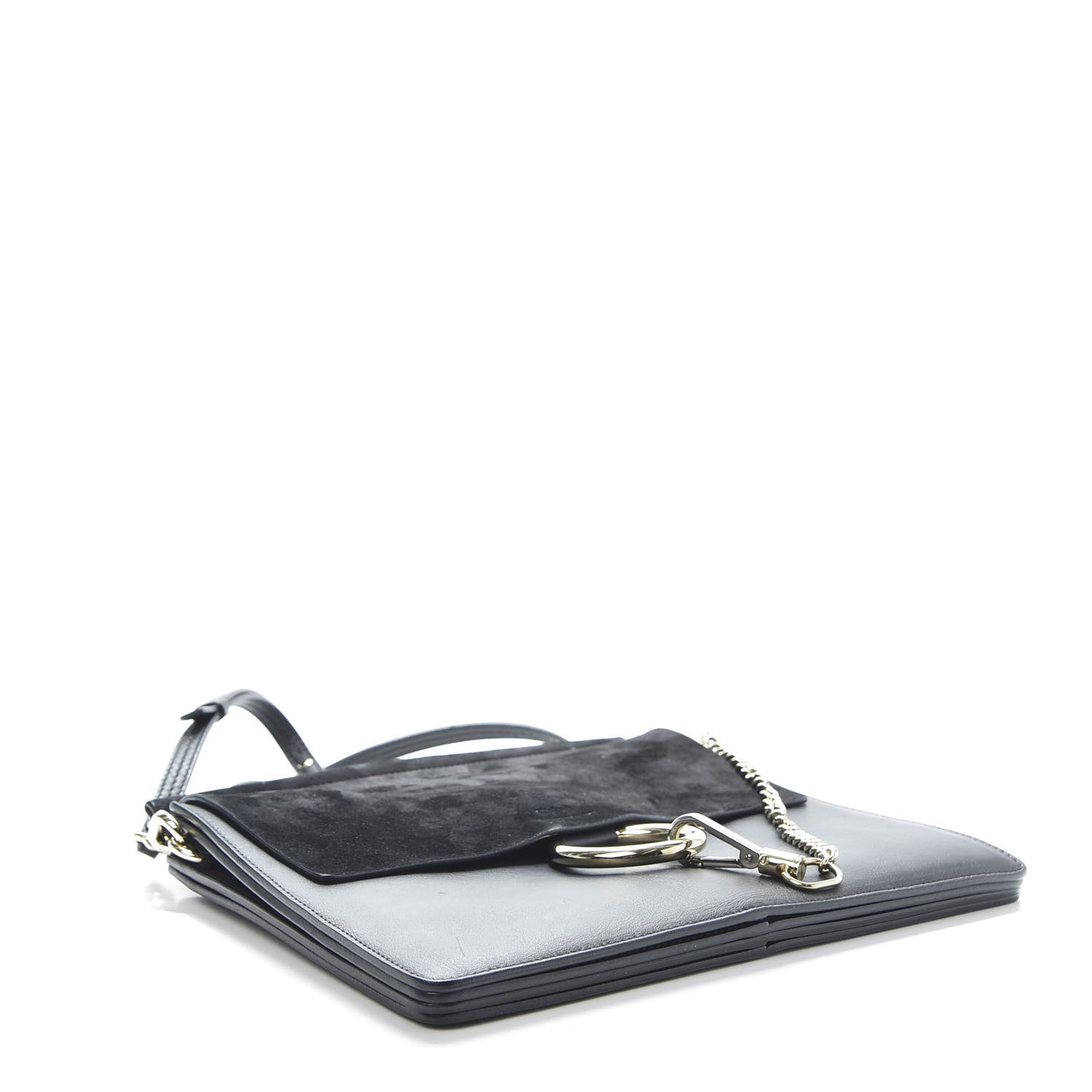 Suede Calfskin Medium Faye Shoulder Bag Black