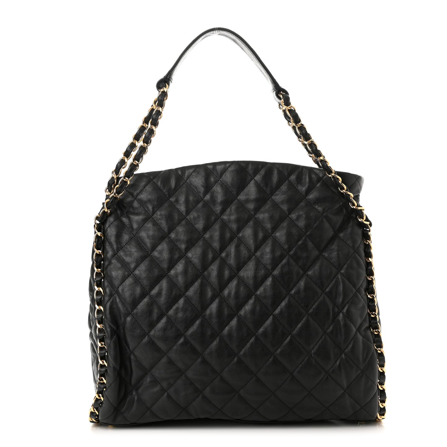 Calfskin Quilted Large Chain Me Hobo Black