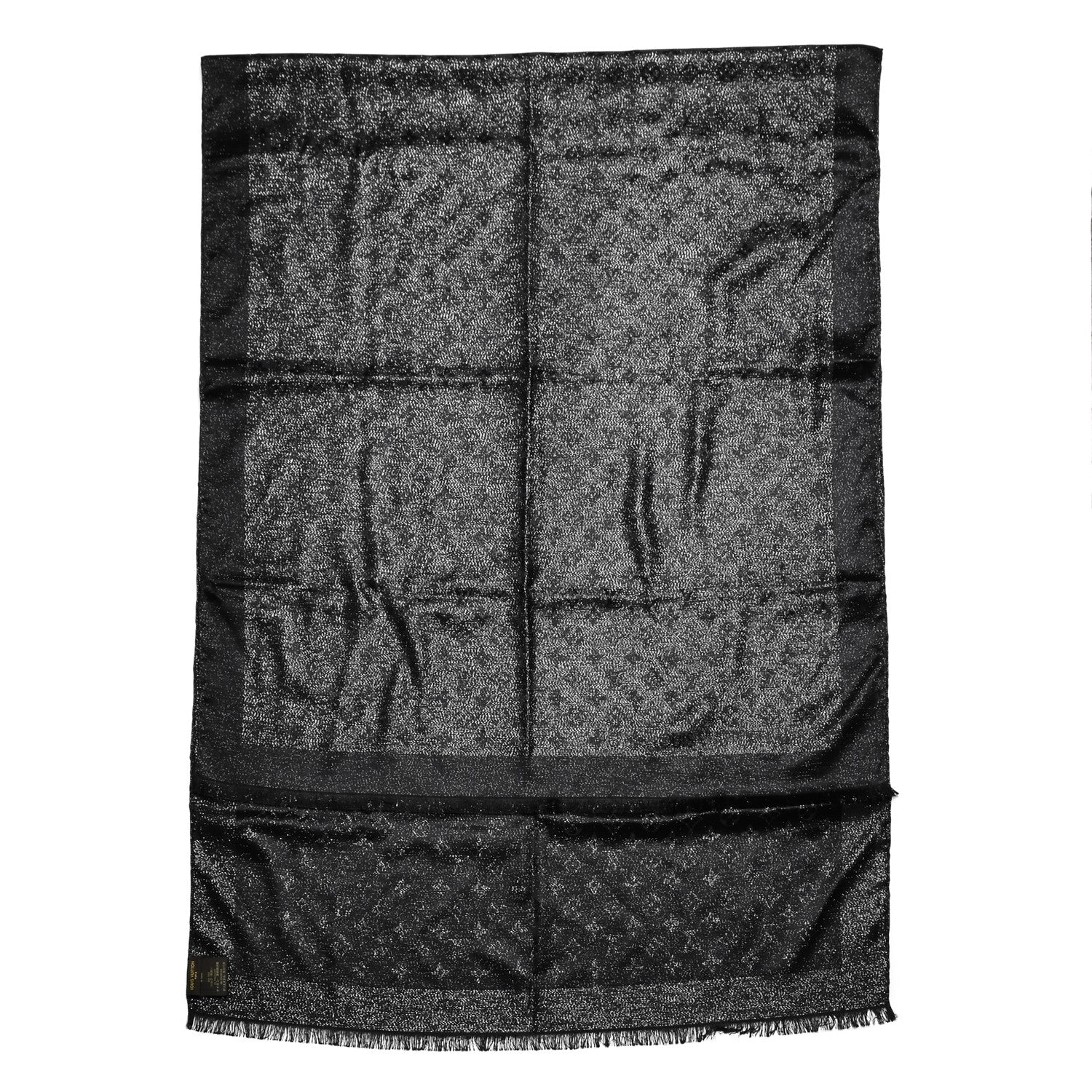 Louis Vuitton Silk Monogram Scarf Black 3 of 6