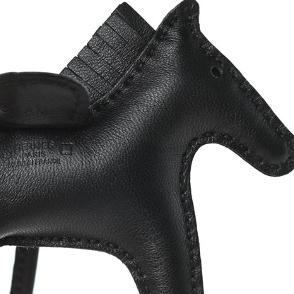 Hermes Milo Lambskin Matte Alligator Touch Grigri Rodeo Horse Bag Charm PM So Black 3 of 5
