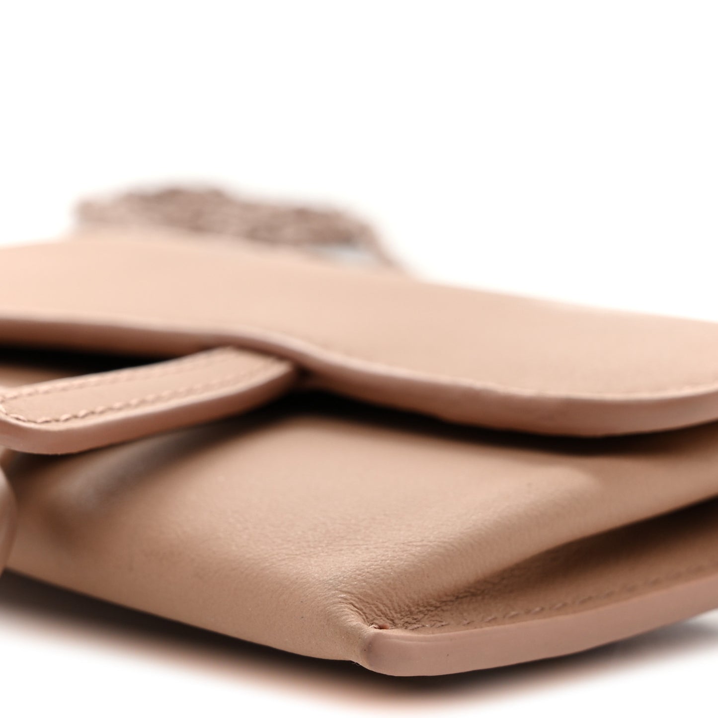 Ultra Matte Calfskin Nano Saddle Chain Pouch Rose Des Vents