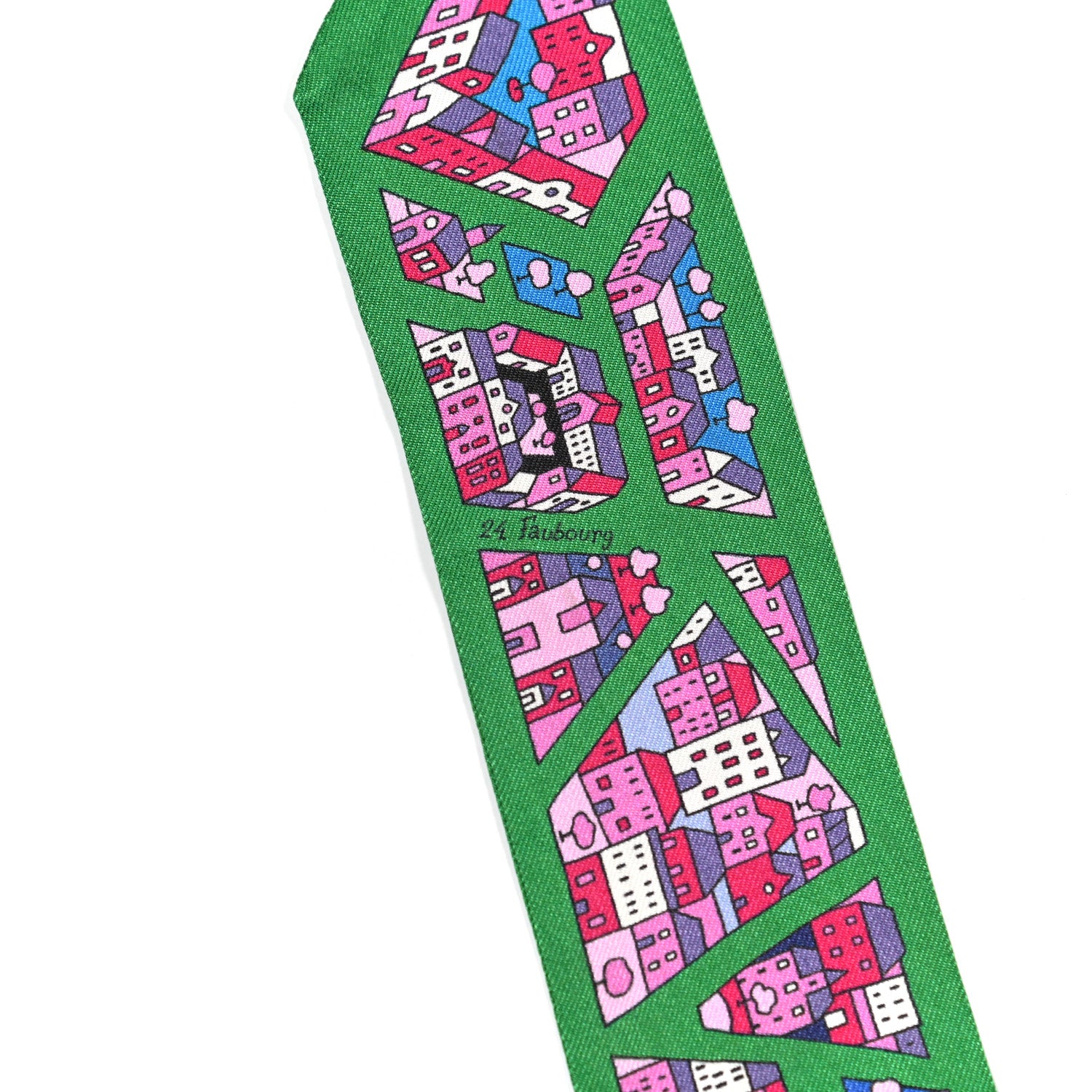 Hermes Silk Rive Droite Rive Gauche Twilly Vert Rose Bleu 5 of 6