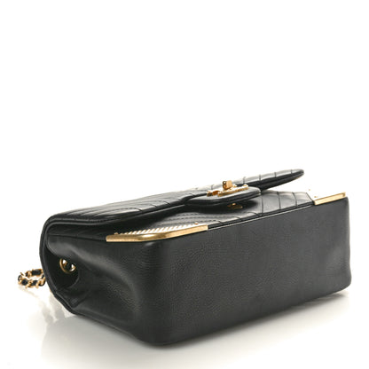 Chanel Calfskin Chevron Quilted Mini Rock The Corner Flap Black 4 of 9