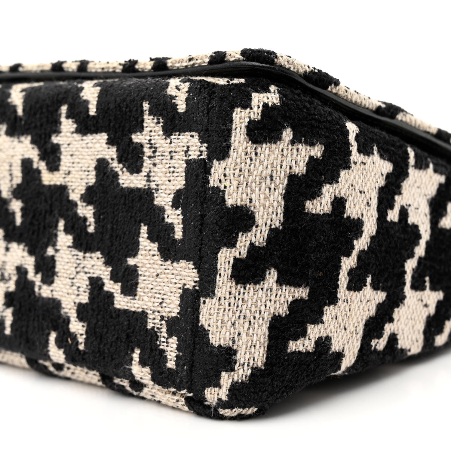 Christian Dior Technical Canvas Macro Houndstooth Medium Caro Bag Black White 10 of 11