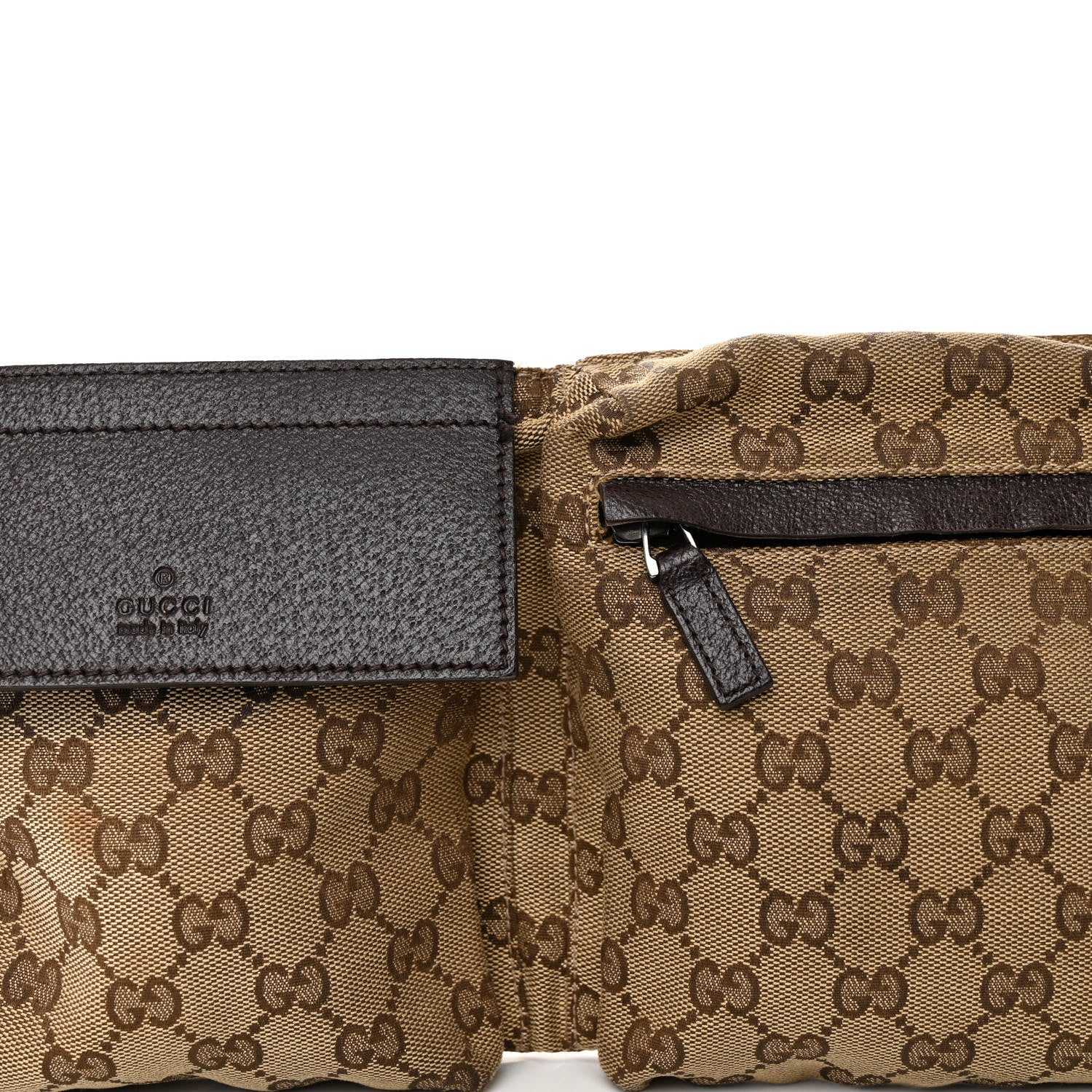 Gucci GG Monogram Double Pocket Belt Bag Dark Brown 9 of 12