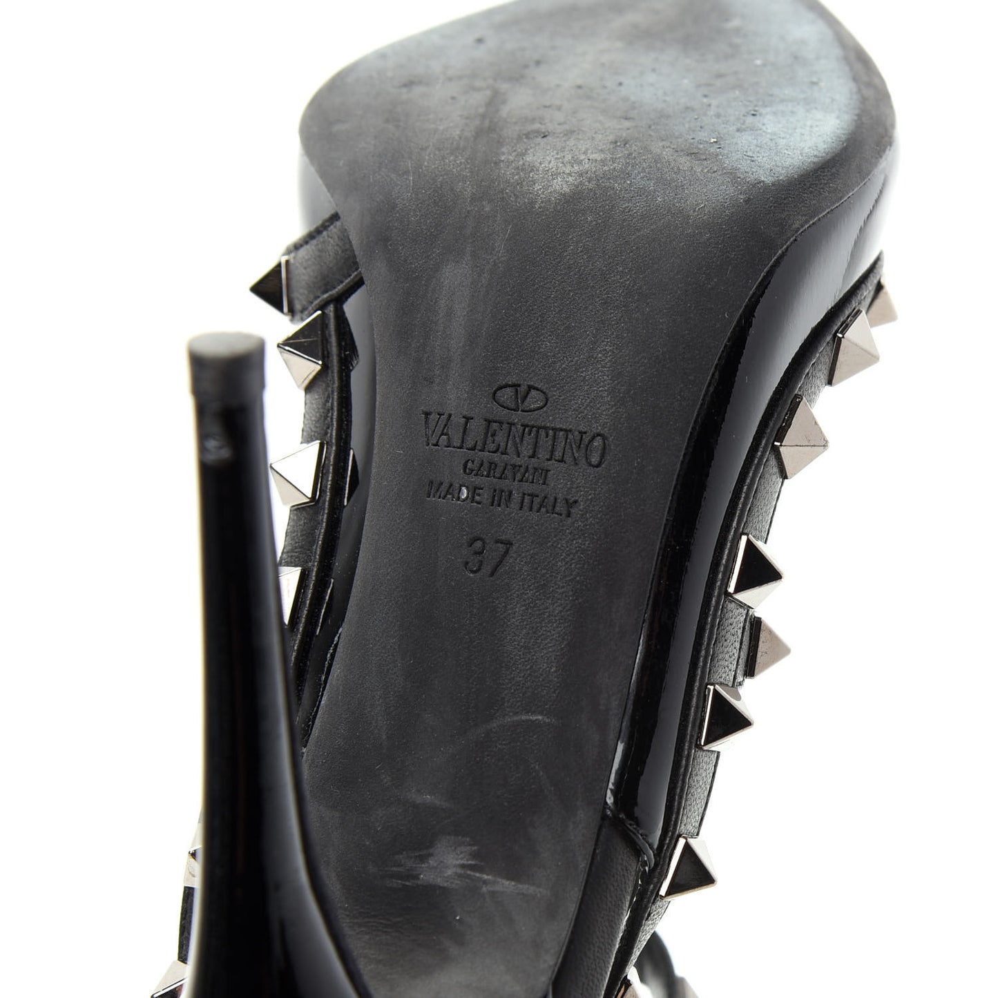 Patent Rockstud Ankle Strap Pumps 37 Black