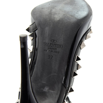 Valentino Garavani Patent Rockstud Ankle Strap Pumps 37 Black 9 of 11
