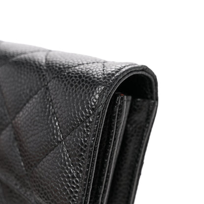 Chanel Caviar Quilted Large Gusset Flap Wallet Black 13 of 14