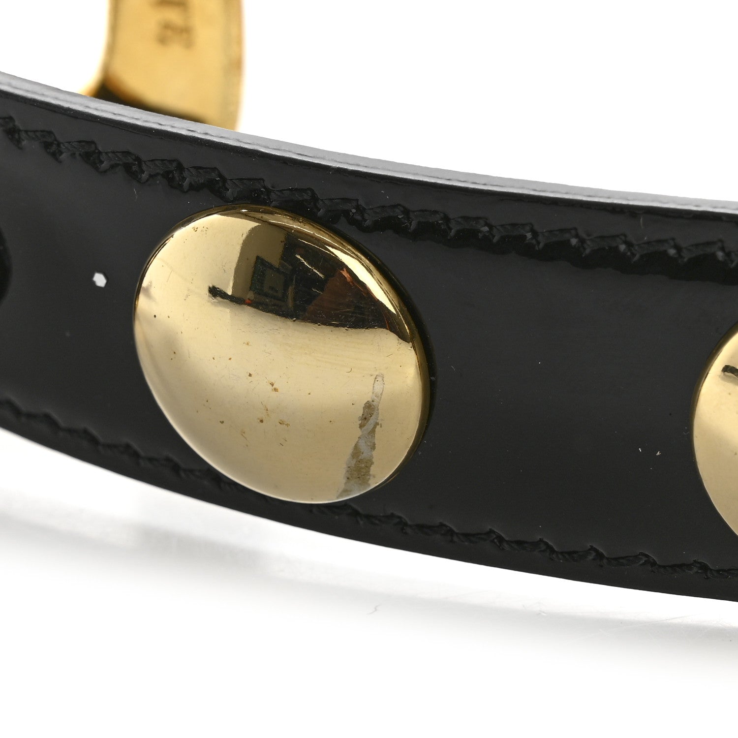 Khaite Patent Calfskin Studded Benny Belt XS/S 75/30 Black Gold 8 of 10