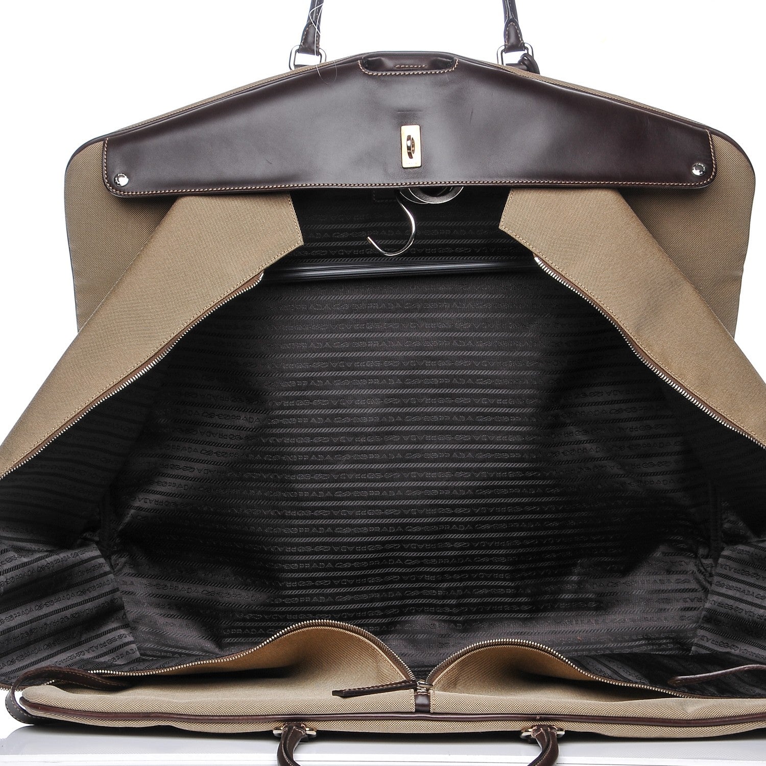 Prada Jacquard Logo Garment Bag Corda Moro 5 of 9