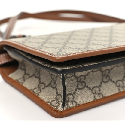 Gucci GG Emblem Monogram Wallet With Strap Beige Brown 9 of 10