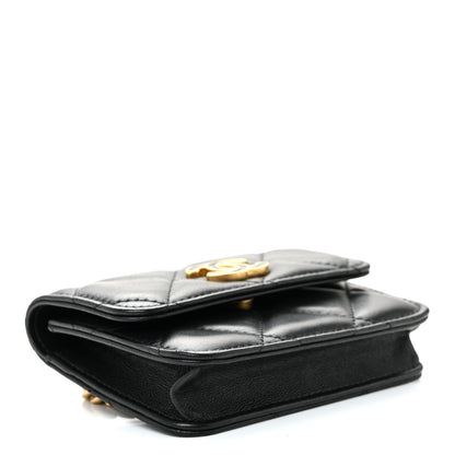 Chanel Lambskin Enamel Quilted Pending CC Flap Belt Bag Black 4 of 11