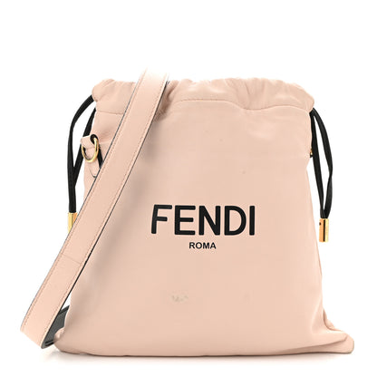 Fendi Soft Nappa Logo Small Drawstring Pouch Bag Rosa Quarzo Black 1 of 12