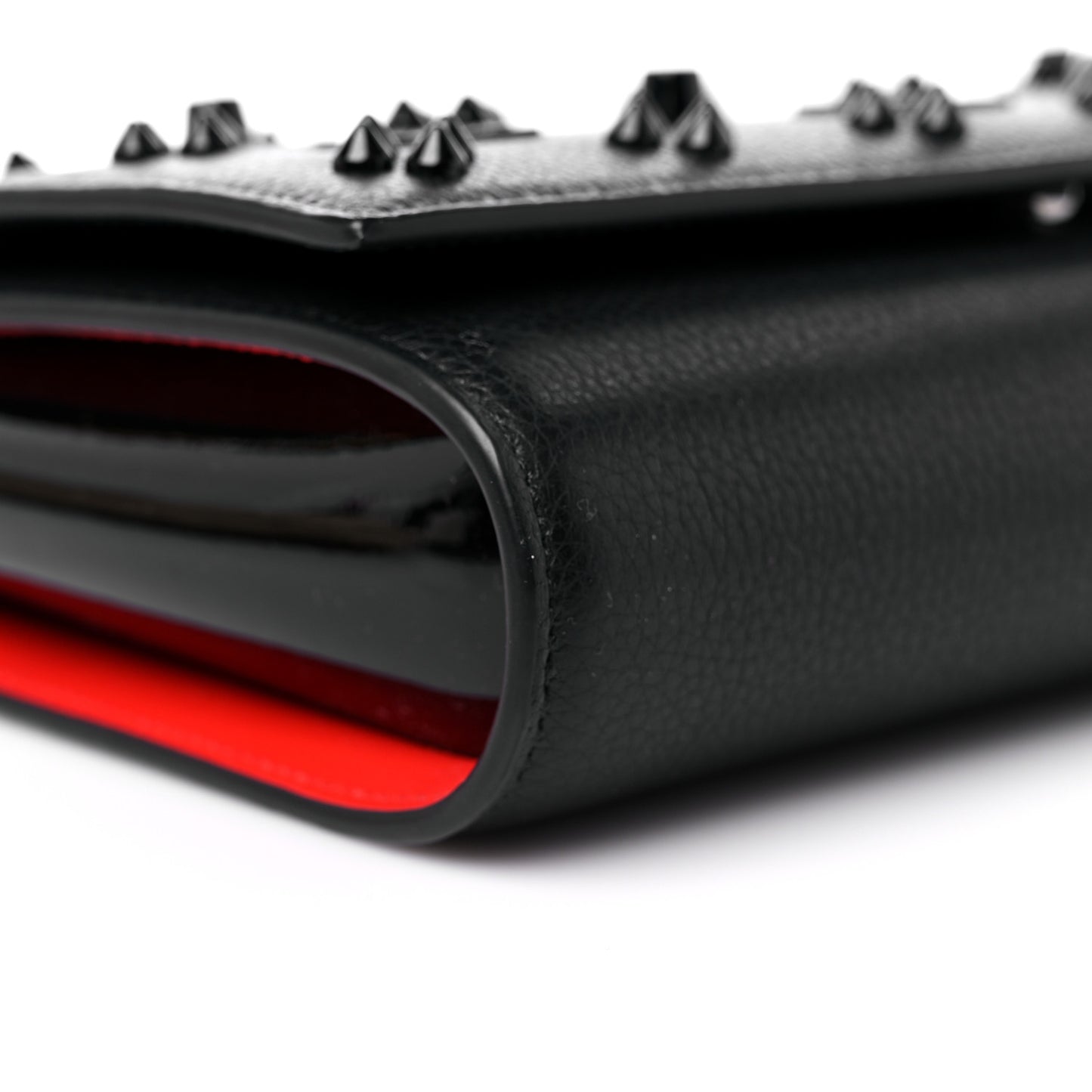 Calfskin Spikes Loubinthesky Paloma Clutch Black