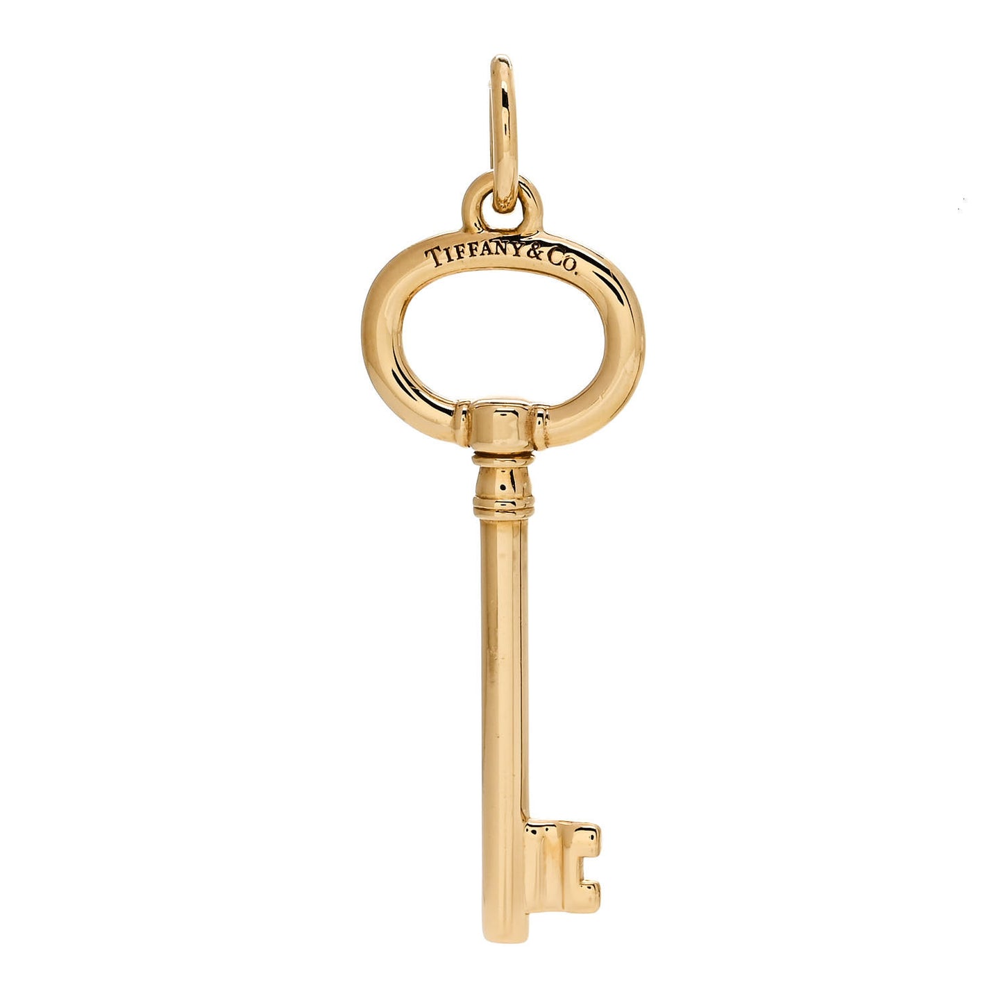 18K Yellow Gold Small Oval Key Pendant