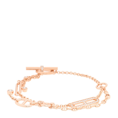 Hermes 18K Rose Gold Diamond Chaos Bracelet XS 1 of 4