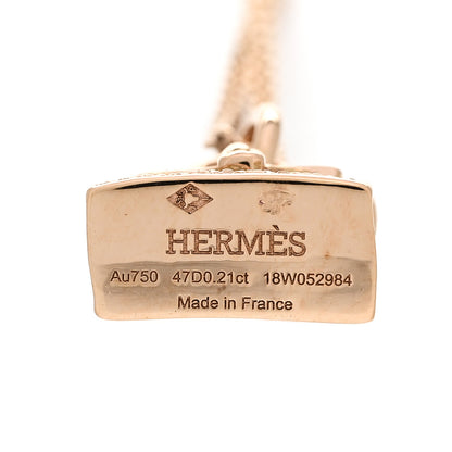 Hermes 18K Rose Gold Diamond Kelly Amulette Pendant Necklace 4 of 6